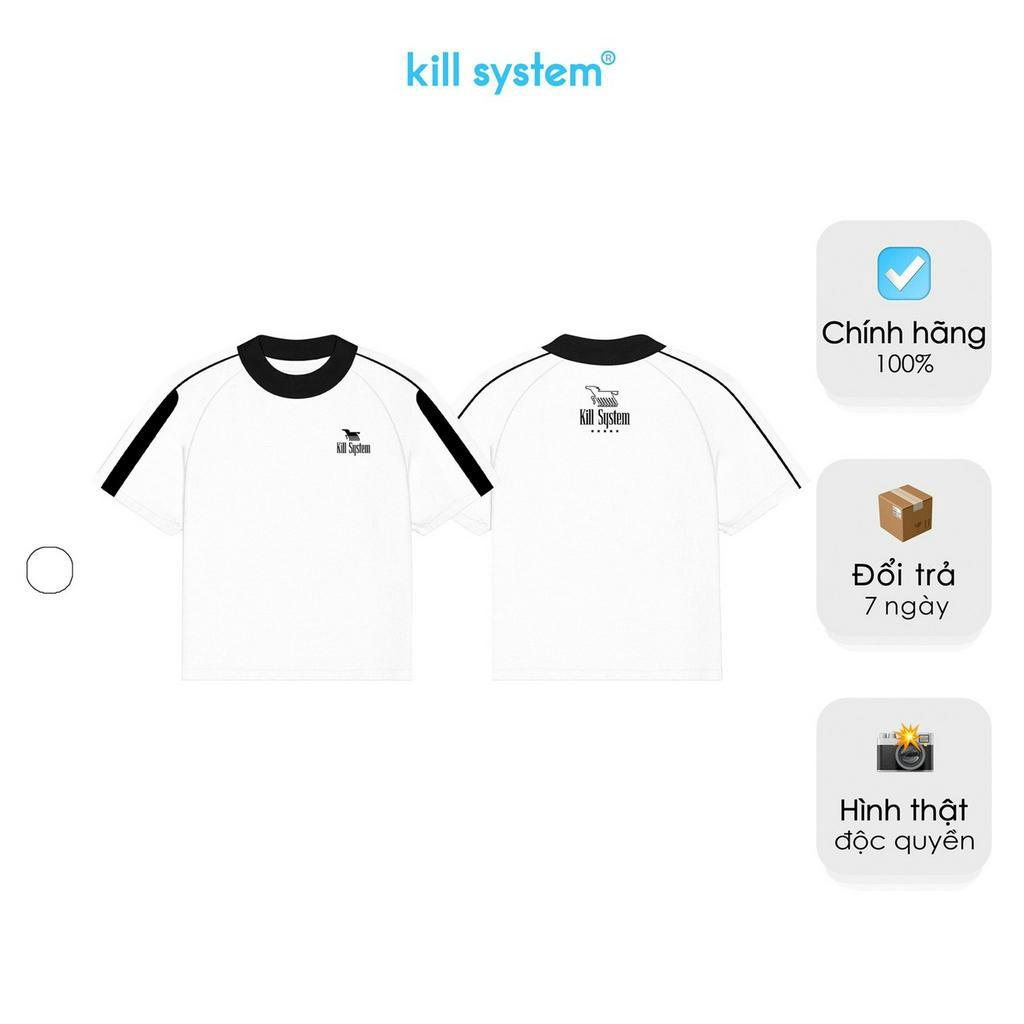 Áo thun Killsystem form fit Highline màu trắng viền đen nam nữ chất vải cotton