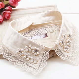 Vipdeal1 Cổ Áo Sơ Mi Ren Đính Ngọc Trai Giả Có Thể Tháo Rời Trang Trí Cho Nữ