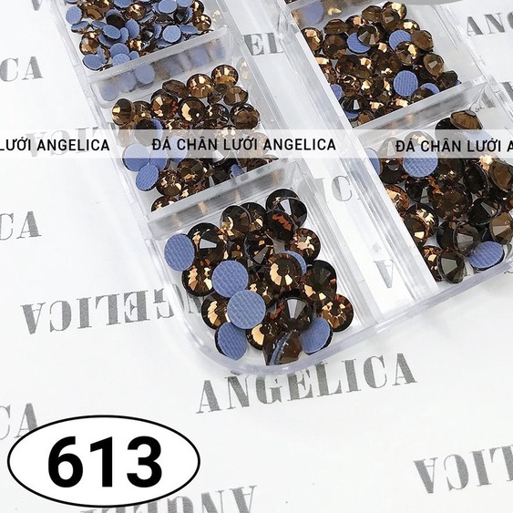 Đá chân lưới nail 12 khía màu nâu hổ phách Smoked Topad đính móng ANGELICA 613