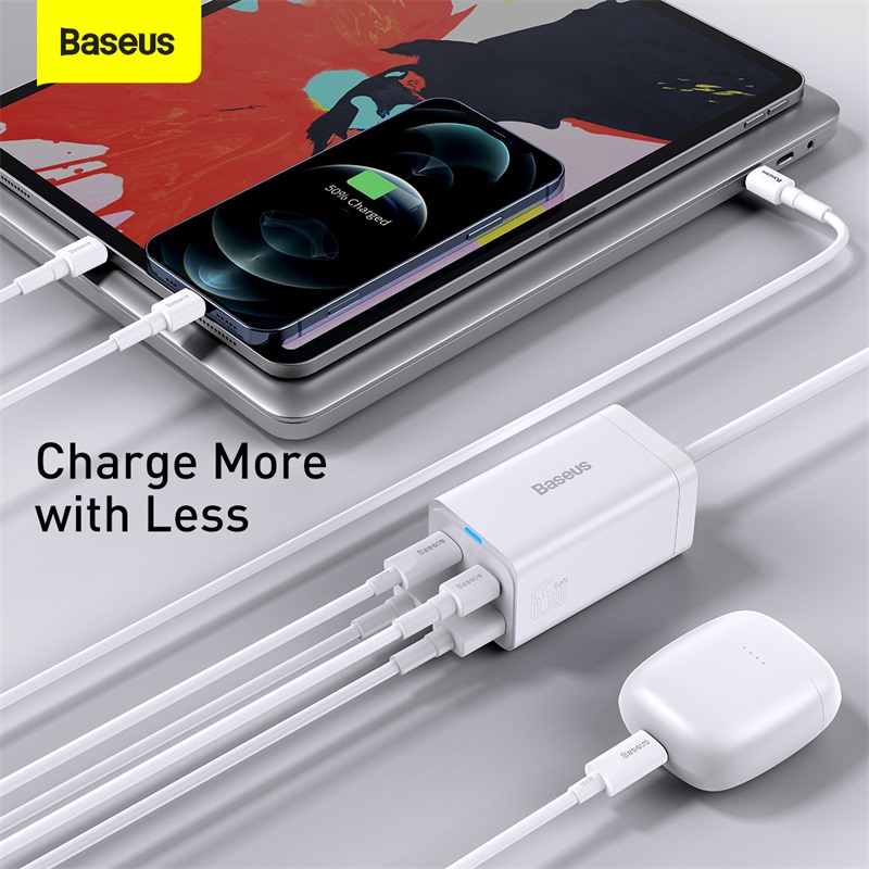 Baseus 65W GaN3 Pro Sạc Nhanh Máy Tính Củ Sạc Bộ Sạc Nhanh 4 Trong 1 Cho Điện thoại Máy Tính Bảng Xiaomi Samsung huawei