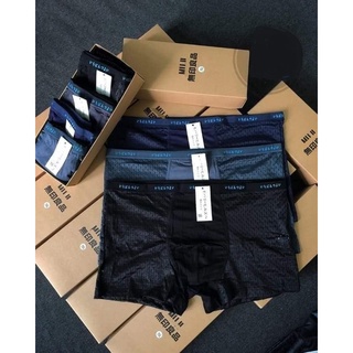 Hộp 4 Quần sịp đùi nam, quần lót nam boxer, vải cotton thông hơi Nhật bản, đủ size từ 45kg đến 80kg