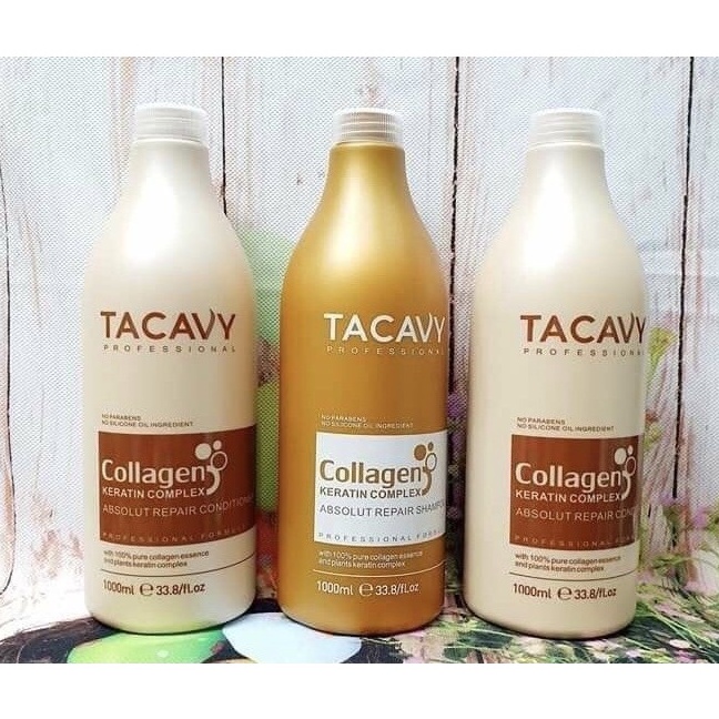 Cặp dầu gội xả TACAVY Collagen 1000ML phục hồi tóc hư tổn từ sâu bên trong