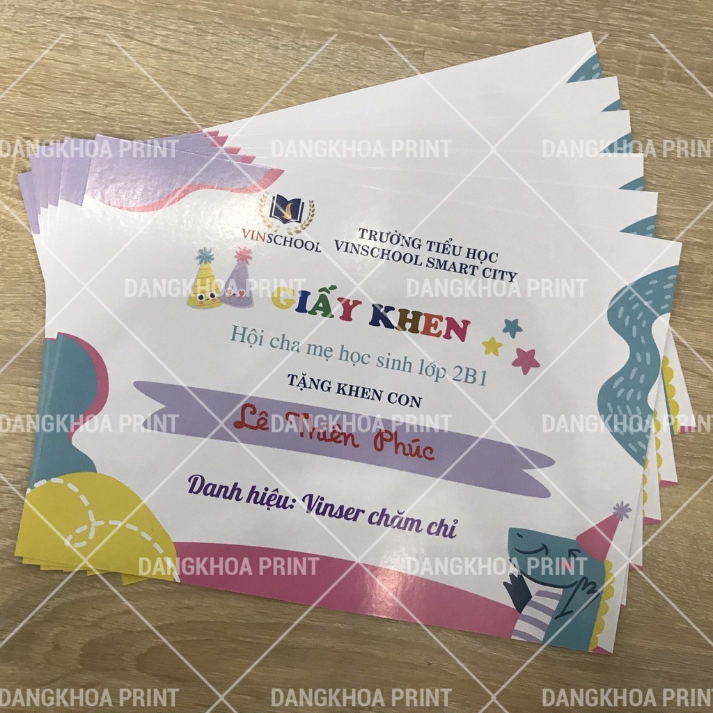In thư khen, phiếu khen, giấy khen,chứng nhận cho học sinh tiểu học, mầm non SL ít, in SL nhiều liên hệ báo giá