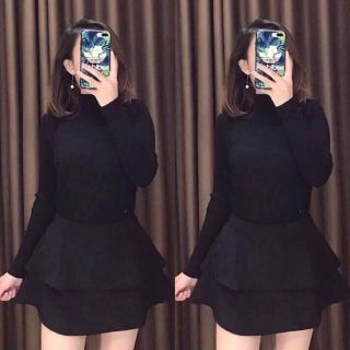 Áo cổ lọ thun gân thun trơn