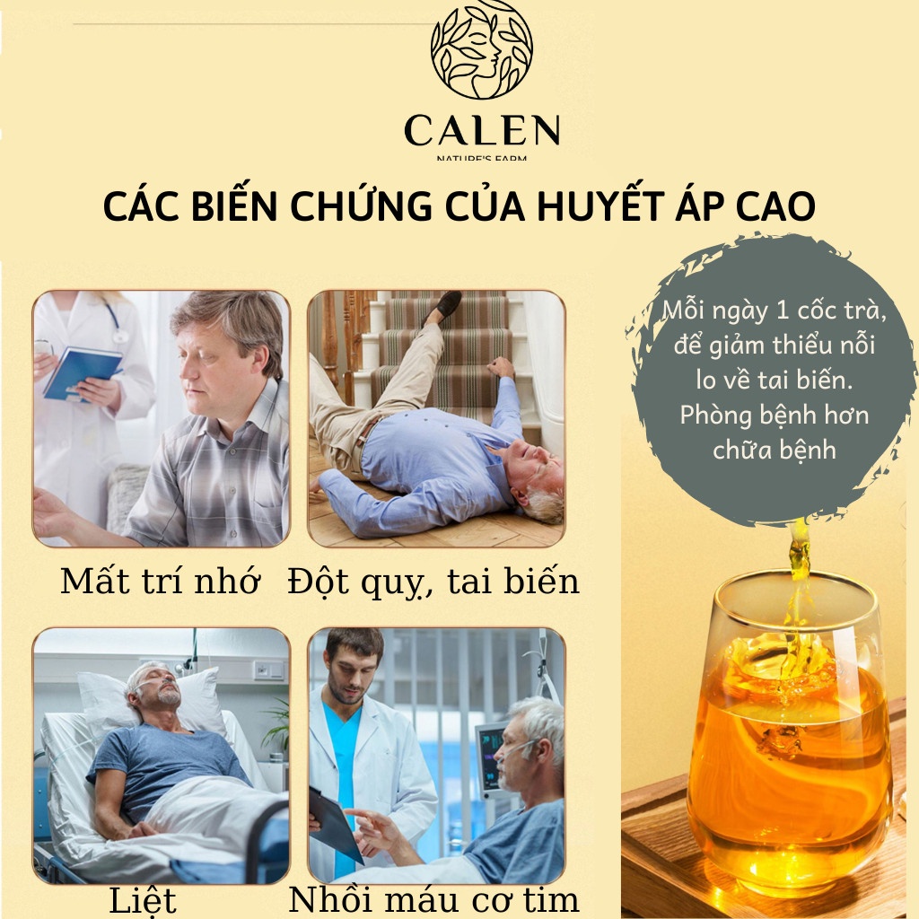 Trà Huyết Áp Cao CALEN, Giúp ổn định huyết áp, tránh tăng huyết áp đột ngột - Bịch 30 gói túi lọc
