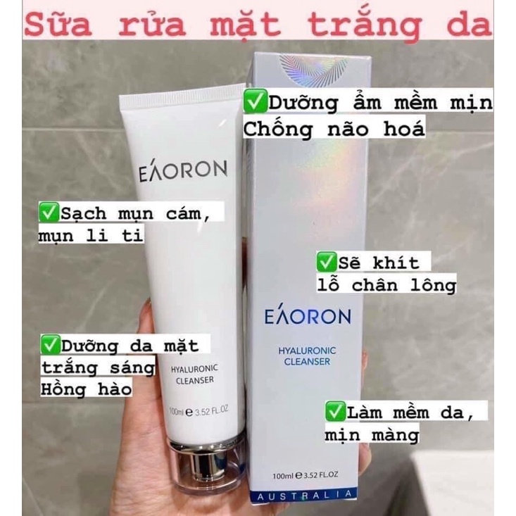 Sữa Rửa Mặt Trắng Sáng Da Eaoron 100ml Hyaluronic Cleanser ( hàng nội địa Úc)