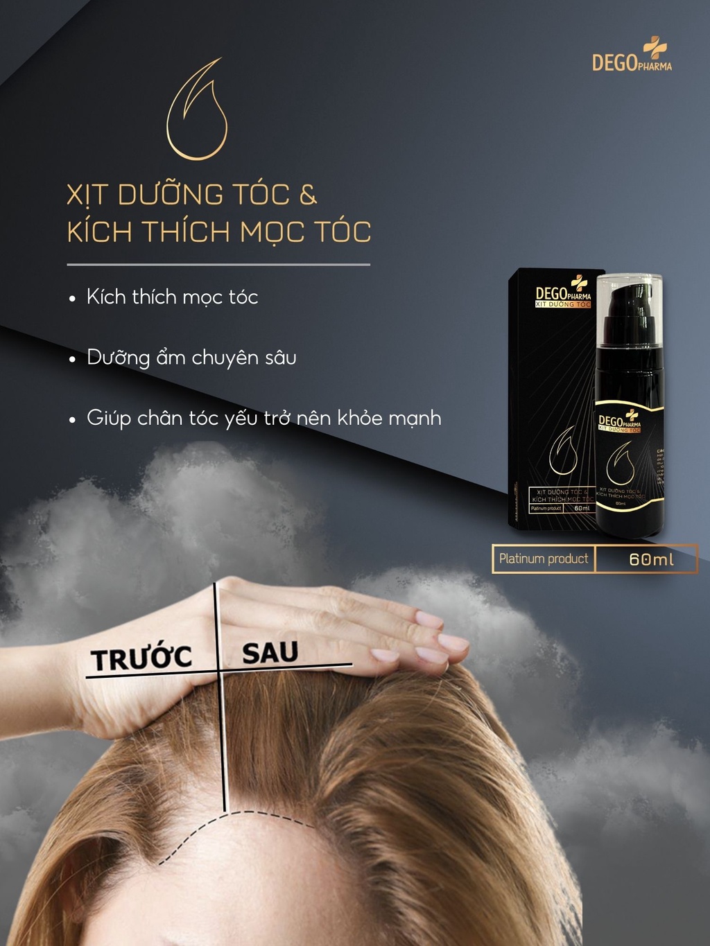 Mô tả Tinh chất mọc tóc Dego Pharma 60ml - phục hồi tóc hư tổn, giảm gãy rụng nhanh, giảm hói đầu, dưỡng tóc mềm mượt - 2