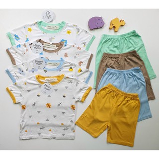 Đồ bộ bé trai Bộ Minky Mom cộc tai bé trai Bộ thun lạnh bé trai in hình MK01