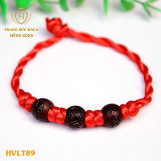 Sợi Chỉ Đỏ Lắc Tay Nam, Vòng Tay Nữ  Gỗ Dâu Tài Lộc May Mắn- Trang Sức Hava Hong Kong - HVLT89