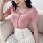 Áo thun tăm cổ V cúc gỗ ôm body A1135 KYMIE