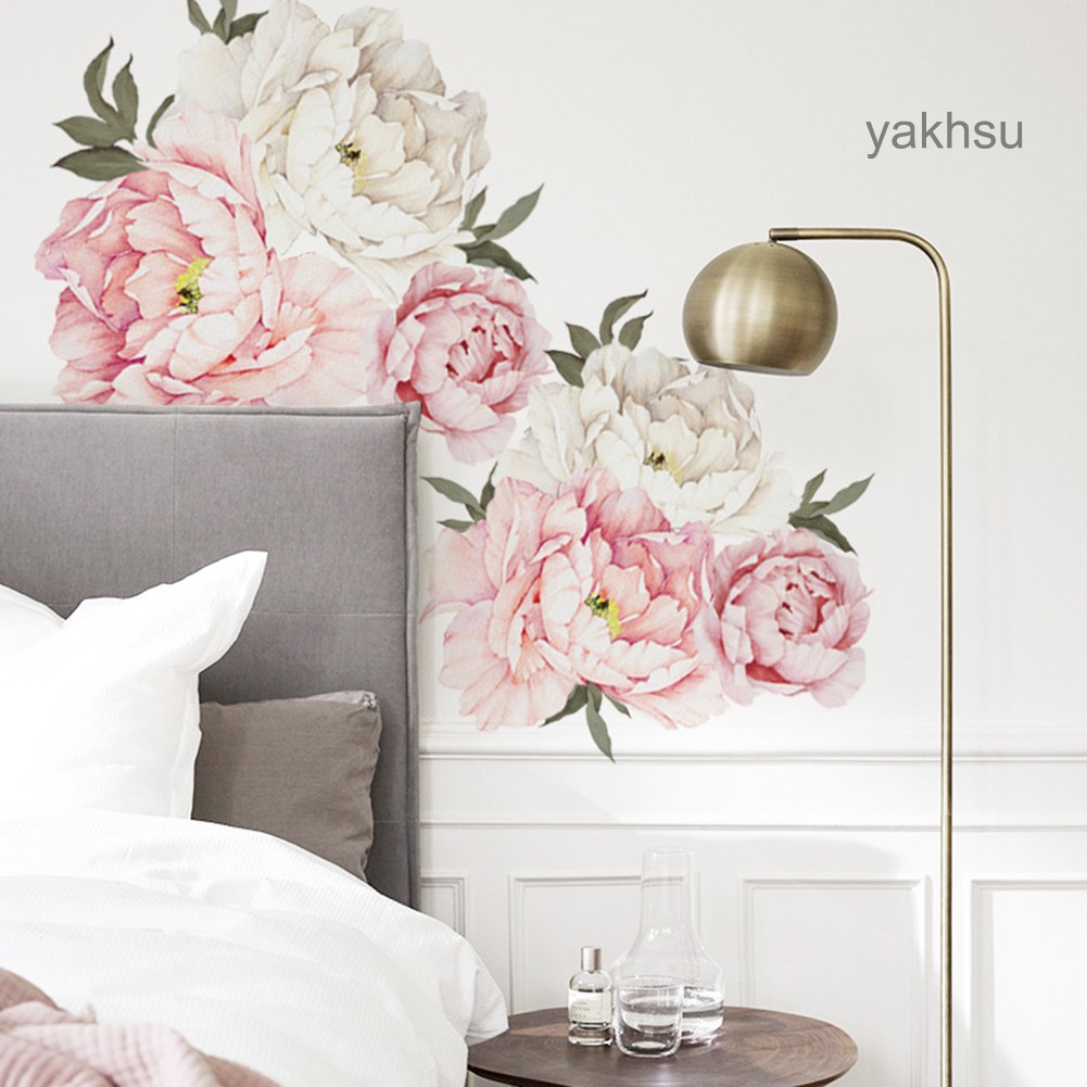 HY.qt.Peony Hoa PVC Dán Tường DIY Nhà Phòng Khách Phòng Ngủ Đề Can Trang Trí
