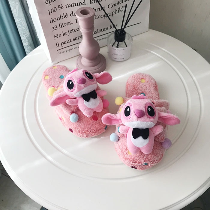 PS1 Dễ Thương Stitch Sang Trọng Dép Nữ Nhồi Bông Giày Mùa Đông Quà Tặng Nhà Dép Thường Ngày Sáng Tạo Dễ Thương Xe Mềm Mại