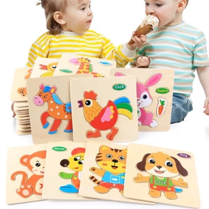 Combo 5 tranh ghép gỗ 3d, đồ chơi xếp hình phát triển trí tuệ cho bé