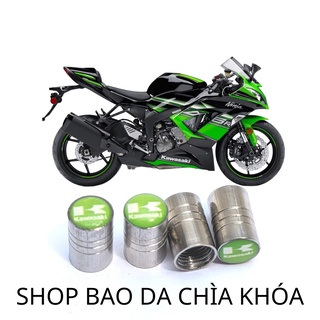 Nắp van xe máy kawasaki chất liệukim loại có logo