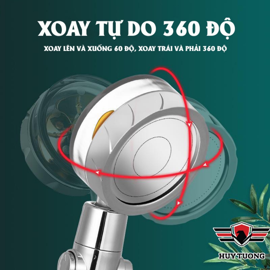 Ảnh Tay vòi sen tắm cánh quạt tích hợp xoay 360 độ, phím đẩy on/off thông minh - HUY TUONG 2