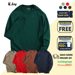 Áo thun cổ tròn tay dài Kboy Chất cotton co giãn 4 chiều, trơn mát , phù hợp mặc hằng ngày - AT20