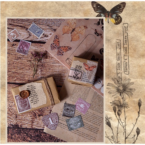 Giấy nền trang trí sổ vintage set 8 tờ HD120-K78 Decor sổ DIY Crafts, Scrapbook, Journal, Diary, Planner, Wal Seal Ect