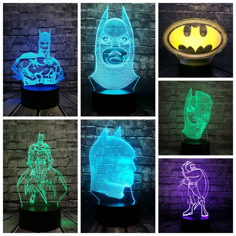Bat Batman Mask 3D LED Night Light Nhiều Màu RGB Bóng Đèn USB Trang Trí ...