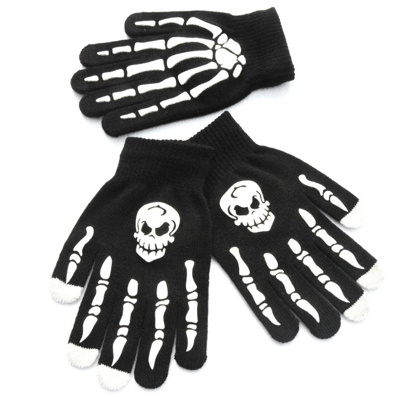 Unisex Adult Children Winter Cycling Full Fingered Gloves Halloween Horror Skull