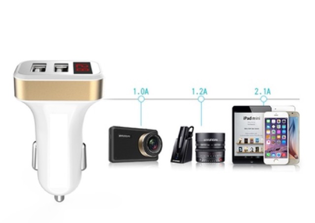 Củ sạc trên ô tô hợp kim nhôm 4.1A  thông minh bộ sạc điện thoại với 3 đầu USB dung lượng lớn