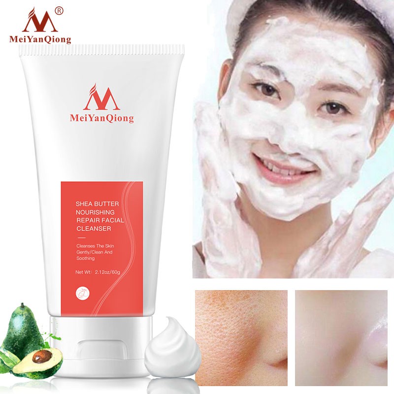 Ảnh MeiYanQiong Sữa rửa mặt chiết xuất từ bơ hạt mỡ se khít lỗ chân lông dưỡng trắng da Kiềm Dầu thảo dược Sáng Cleanser Sâu Kiềm Dầu Cho Da Mụn Deep Cleansing Foam 60g 2