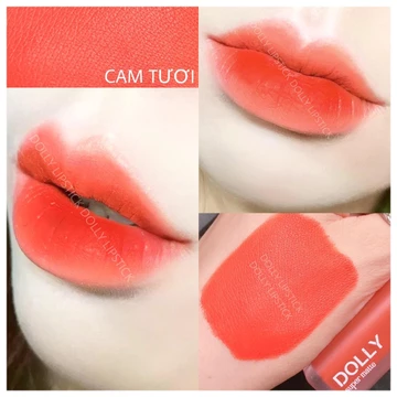 Son kem lì Dolly Super Matte <Màu Cam Tươi>, son kem lì, không chì, bền màu lâu trôi