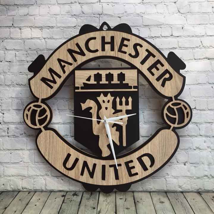 Tặng Pin] Đồng Hồ Gỗ Treo Tường Hình Logo CLB Manchester United ...