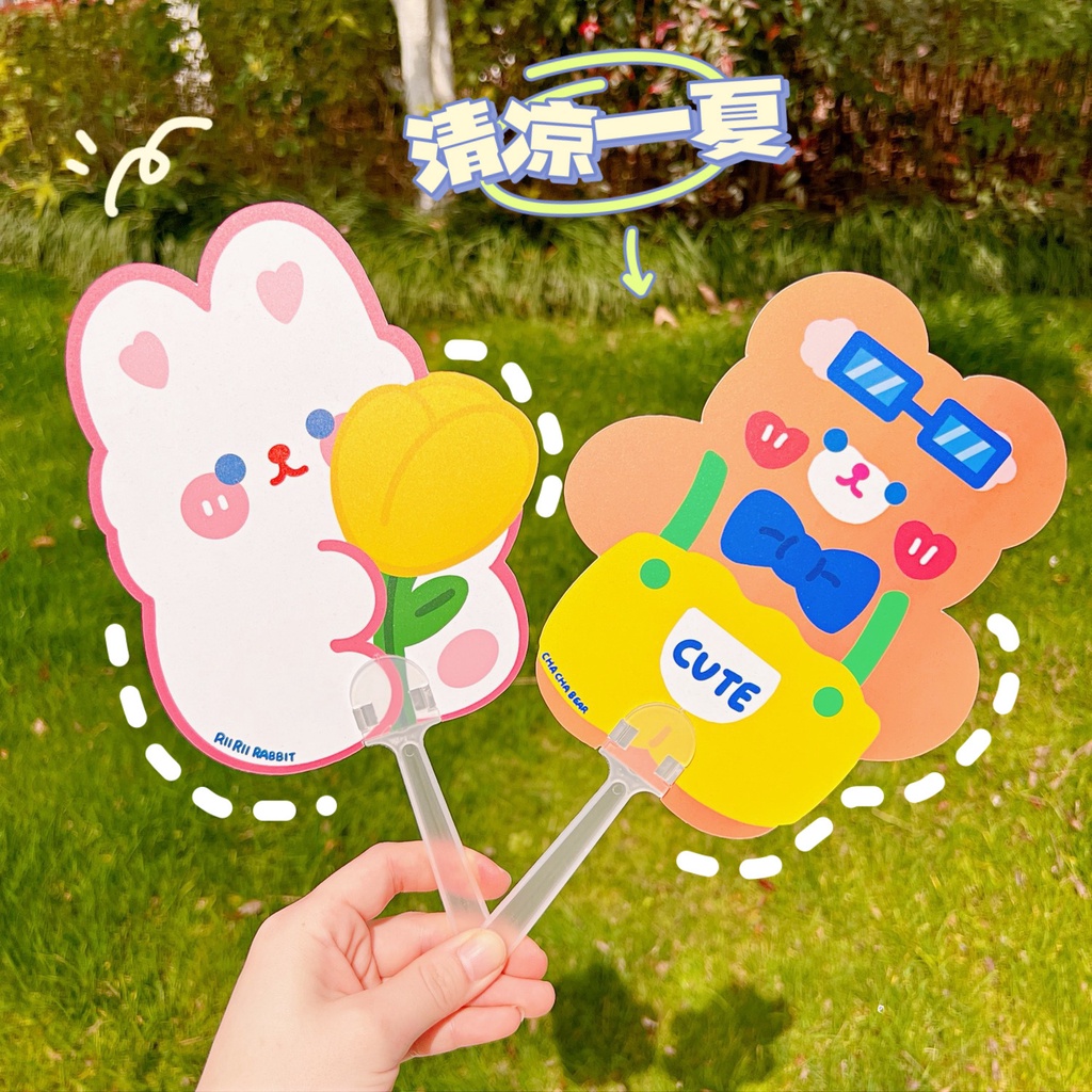 Quạt Nhựa Cầm Tay Mini Thiết Kế Hoạt Hình Dễ Thương Tùy Chọn