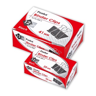 Hộp 12 kẹp bướm đen Foska 800-1/800-2/800-3/800-4/800-5/800-6
