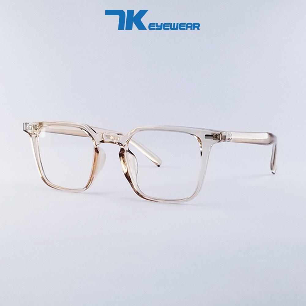 Ảnh Gọng kính cận nam nữ mắt vuông nhựa 7K280 màu đen nâu ghi xám. Tròng giả cận 0 độ có sẵn, chống nắng và tia UV 2