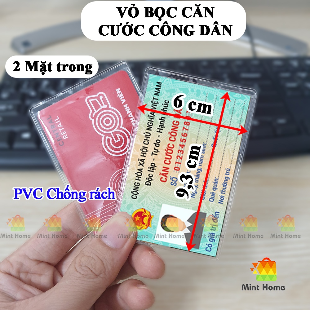 COMBO 20 Vỏ bọc căn cước công dân 2 mặt trong suốt , bao túi đựng thẻ học sinh viên, bằng lái, bảo hiểm y tế, ATM, cccd