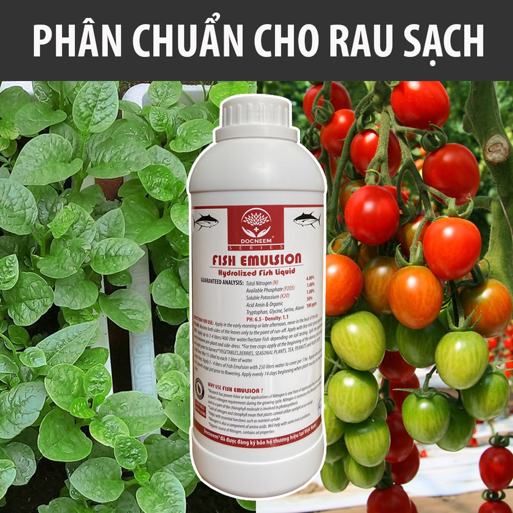Ảnh Phân đạm cá Docneem, phân cá Fish Emulsion hữu cơ cho hoa hồng, rau sạch, hoa, cây cảnh trong nhà ngoài trời, chai 1L 3