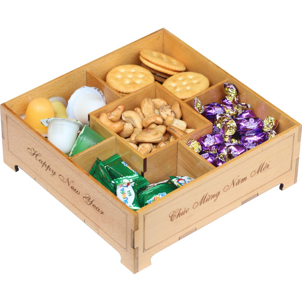 Khay Đựng Bánh Kẹo Tết Đẹp Sang Trọng, Hộp Đựng Mứt Bằng Gỗ Cao Cấp Theo Tiều chuẩn Xuất Khẩu NHATVYWOOD NV2075