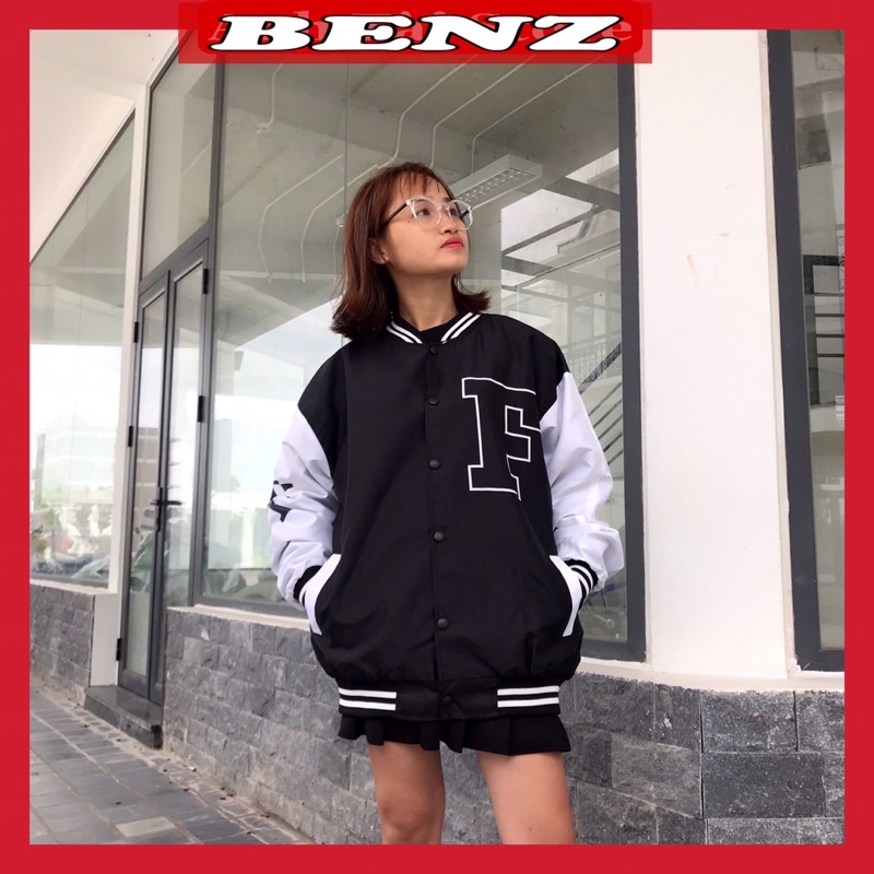 Áo khoác dù bomber nam nữ in hình chữ F áo gió 2 lớp Fom rộng unisex oversize đến 70kg chất vải mero sịn mềm mịn AT 7689
