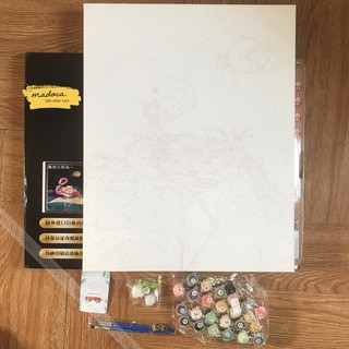 Tranh tô màu 40x50cm có khung hạc đêm T296