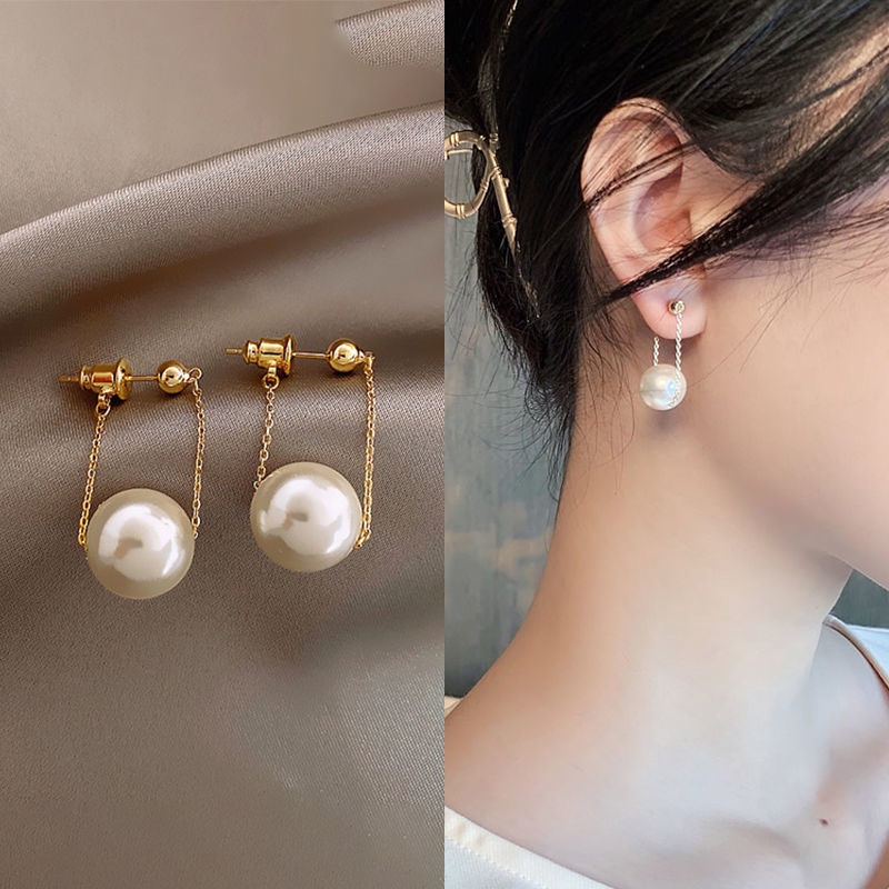 Bông Tai Mạ Bạc 925 đính đá ngọc trai nhân tạo Xinh Xắn Phong Cách Hàn Quốc