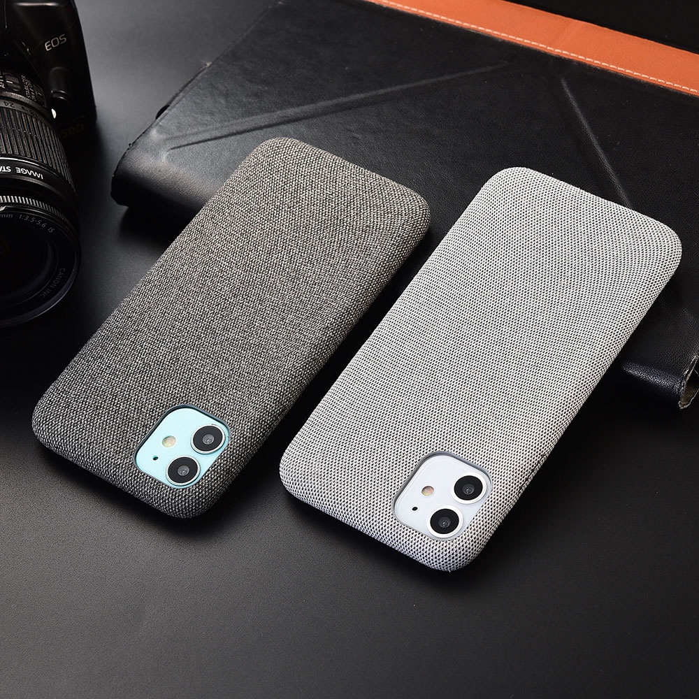Ốp Điện Thoại Da PU Phối Vải Canvas Mềm Siêu Mỏng Cho iPhone 13 Pro 12 Mini 12 11 Pro Max