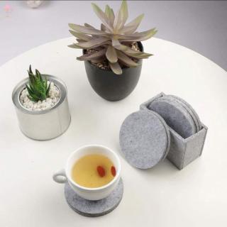 Ll Bộ 8 Đế Lót Ly Bằng Nỉ Màu Xám Nhạt / Xám Đậm Kèm Hộp Đựng