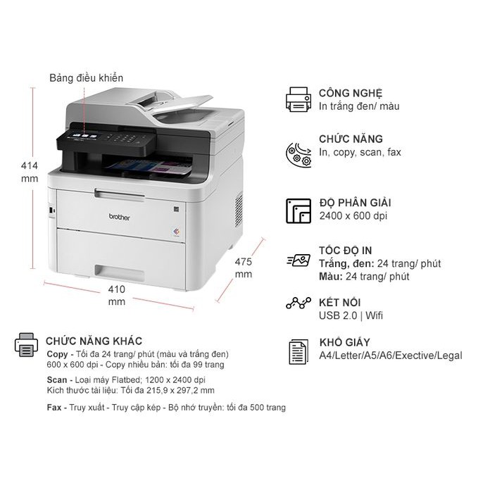 Máy in đa chức năng Brother MFC-L3750CDW (in laser màu)