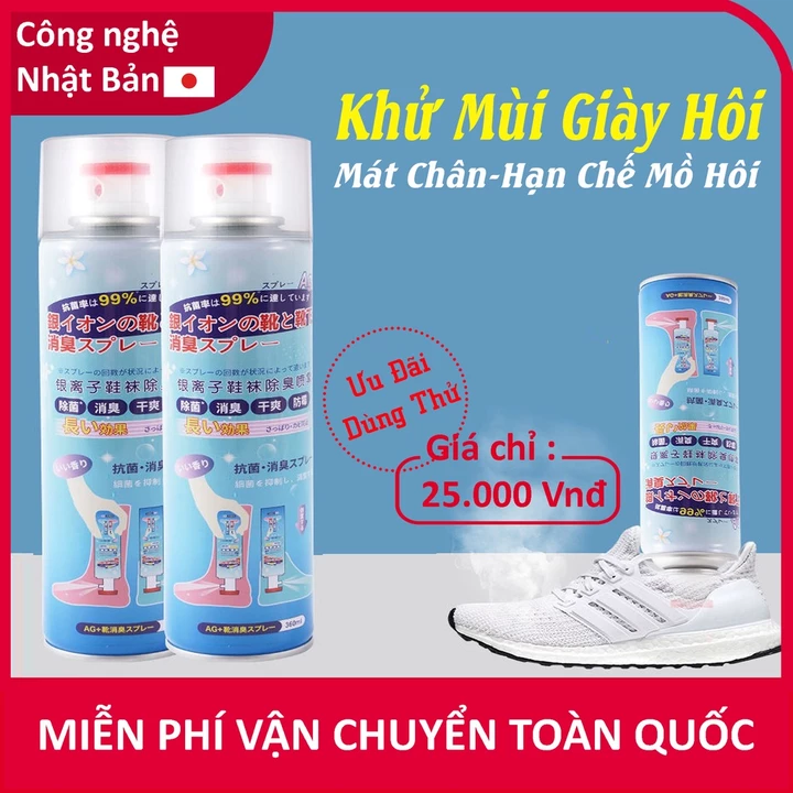 Bình Xịt Khử Mùi Hôi Chân Hôi Giày Hạn Chế MỒ HÔi CHÂN Kháng Khuẩn Mát Lạnh Hương Thêm Giữ Cực Lâu Dài