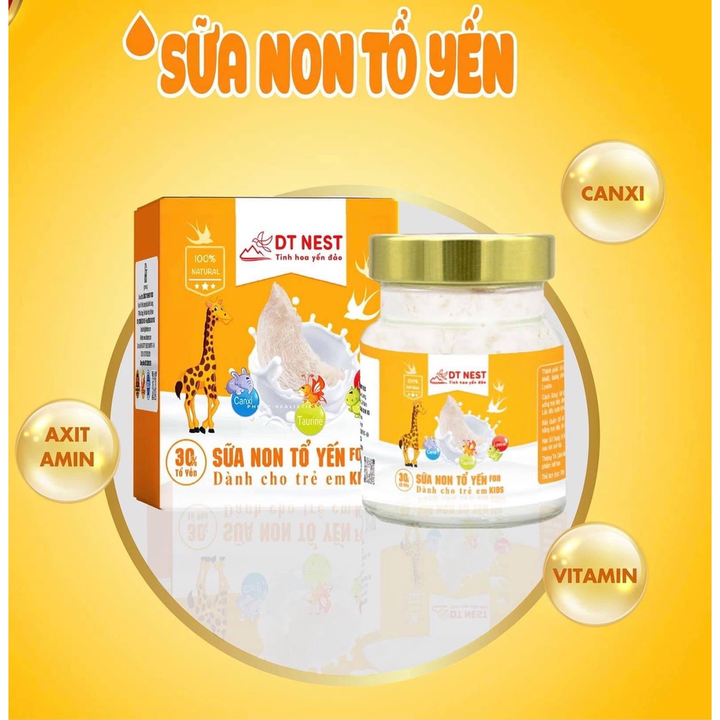 Sữa non tổ yến dành cho trẻ em dt nest Khánh Hòa với 30% yến nguyên chất - Hũ 70ml