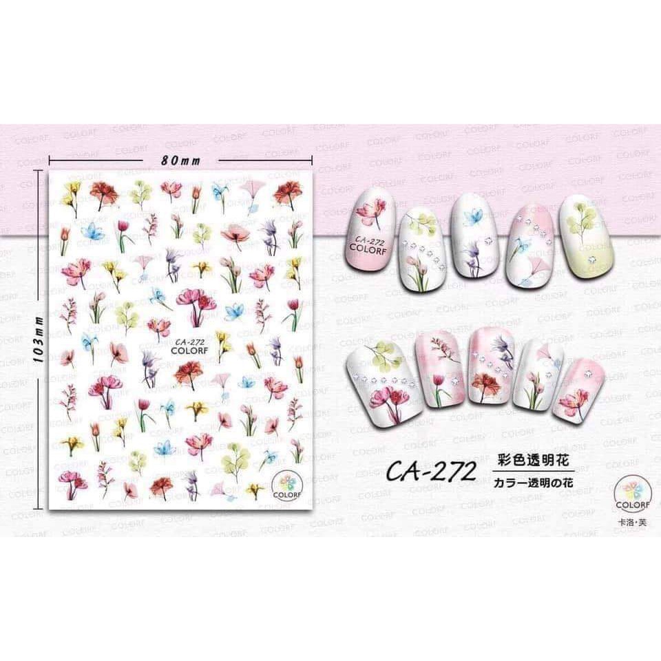 Sticker dán móng 3D hoạ tiết các loài hoa