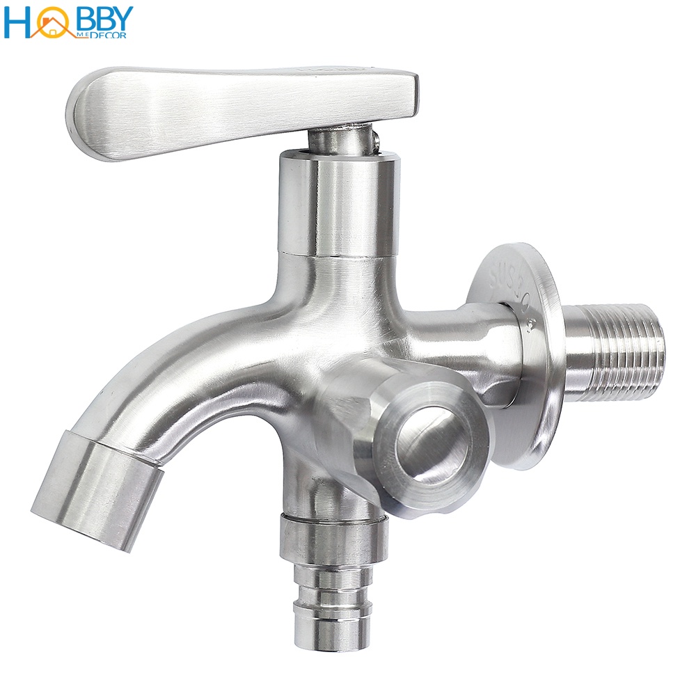 Vòi củ sen lạnh đa năng 2 đầu xả inox 304 ren 21 Hobby Home Decor CS2