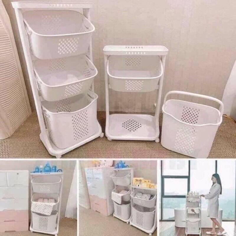 kệ nhựa đựng đồ 3 tầng đa năng cao cấp có bánh xe hàng nhựa Việt Nhật siêu tiện lợi cho mọi không gia sống