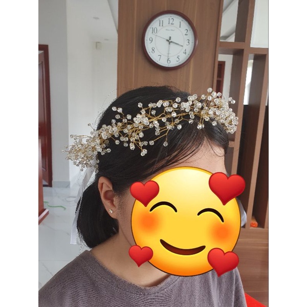 CT28 vòng đội đầu pha lê, cài tóc cô dâu pha lê, phụ kiện cài tóc cô dâu, phụ kiện cưới, pk Khánh Huyền