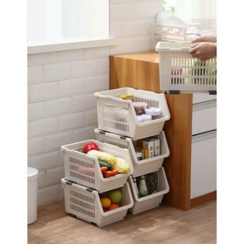 Kệ Xếp 4 Tầng Đa Năng Có Bánh Xe, Chồng Tầng Tùy Ý kệ xếp tầng nhựa Việt Nhật aladanh-net-vn