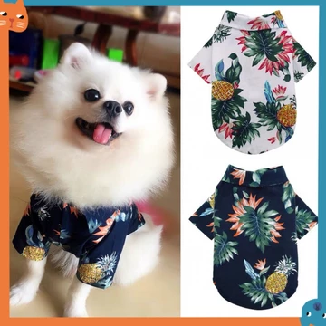 Áo thun mùa hè cho thú cưng Phong cách Hawaii / Áo Vest chó mèo quần áo mùa hè / In hoa cho chó Quần áo mùa hè đi biển mèo Quần áo thú cưng Áo sơ mi Cotton