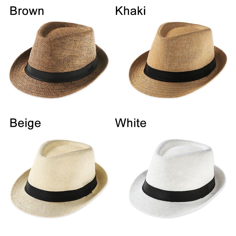 FEDAOG Rơm Panama Mũ Unisex Vành Rộng Đi Biển Cao Bồi Fedora Mũ