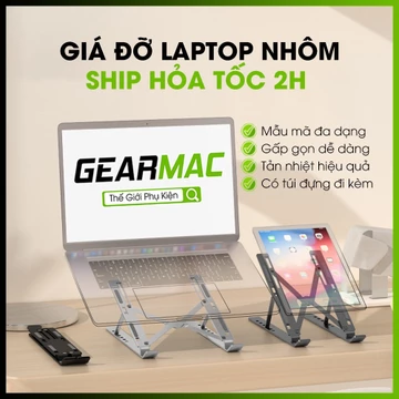 Giá đỡ Laptop, Macbook, iPad nhôm hỗ trợ tản nhiệt tốt, có thể điều chỉnh được độ cao, đế tản nhiệt kê laptop nhôm