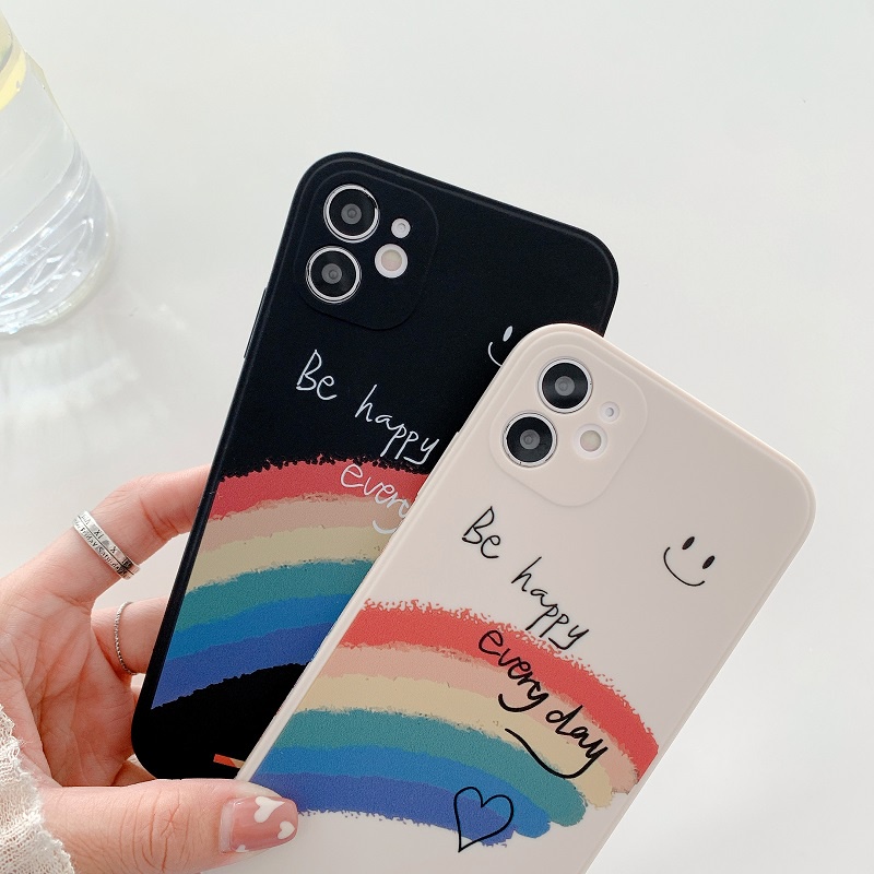 Ốp Điện Thoại Silicon TPU Mềm Hình Mặt Cười Cầu Vồng Cho IPhone 13 12 11 Pro Max 13 12 Mini XR X XS Max 8 7 6 6S Plus SE 2020